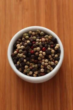 Mixed peppercorns in a bowl Stock Photos