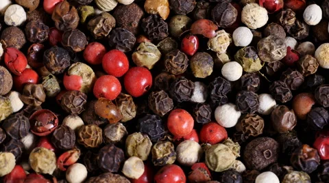 Mixed peppercorns overhead rotation Stock Footage 61692985