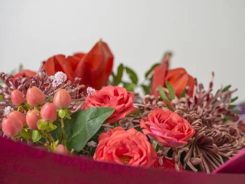 Mixed pink flower arrangement Stock Photos