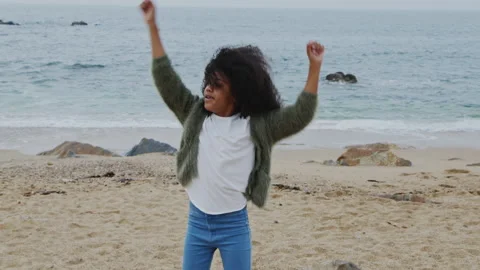Mixed Race Child Is Having Fun On Beach Stock Footage 165605565