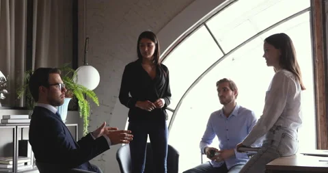 Mixed race employees attending internal corporate educational workshop. Stock Footage 138292002