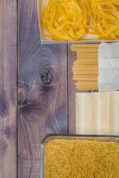 Mixed raw pasta selection Foto stock