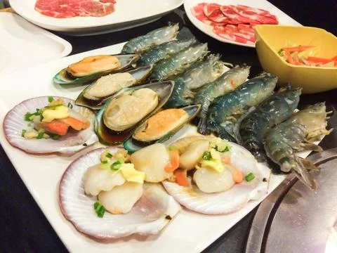 Mixed raw seafood. Stock Photos