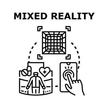 Mixed reality concept integrating virtual and digital worlds Stock Illustration