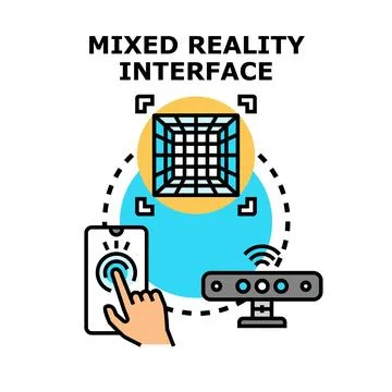 Mixed reality interface connecting virtual and augmented environments Stock Illustration