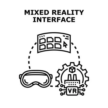 Mixed reality interface connecting virtual and augmented metaverse Stock Illustration