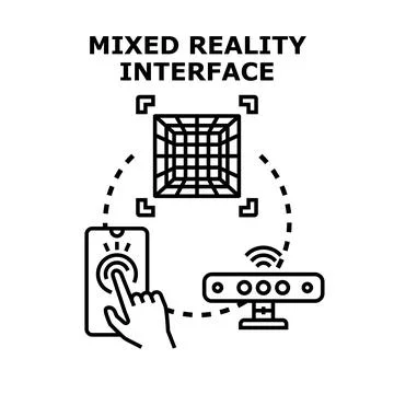 Mixed reality interface connecting virtual and augmented environments Stock Illustration