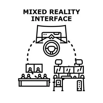Mixed reality interface creating immersive simulation experience Illustrazione stock
