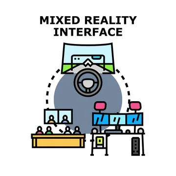 Mixed reality interface creating immersive simulation experience Stock Illustration
