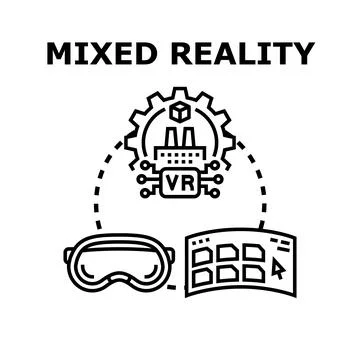 Mixed reality technology concept visualizing virtual and real elements Illustrazione stock