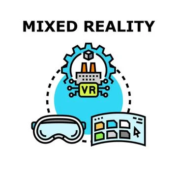 Mixed reality technology concept visualizing virtual and real elements イラスト素材