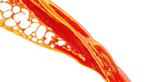 Mixed red and yellow paint flowing in slow motion, alpha included (FULL HD) Video stock 40377478