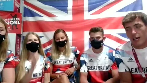 Mixed rowing squad secure GB gold Stock Footage 159744670
