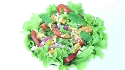 Mixed salad with olive oil Stock Footage 89907716