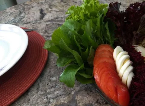 Mixed salad on the table Stock Photos
