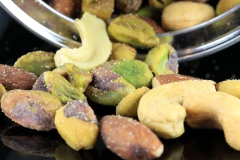 Mixed Salted Nuts Stock Photos