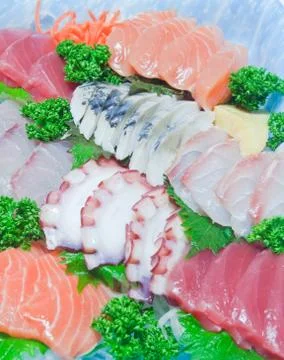 Mixed sashimi, raw fish Stock Photos