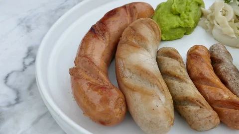 Mixed sausage with sauce Stock-Footage 85540182