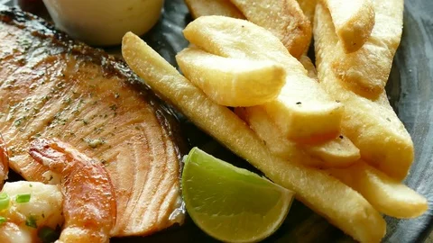 Mixed seafood steak Stock Footage 81201958