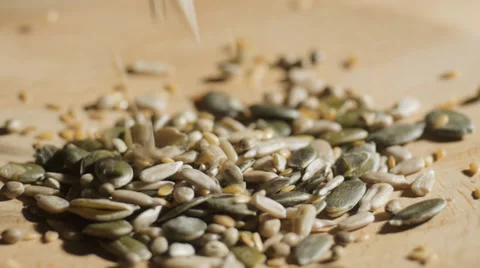 MIxed seeds falling in slow motion Stock Footage 34001157