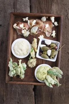 Mixed tappas and dips Stock Photos