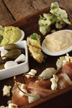 Mixed tappas and dips Stock Photos