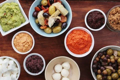 Mixed tappas and dips Stock Photos
