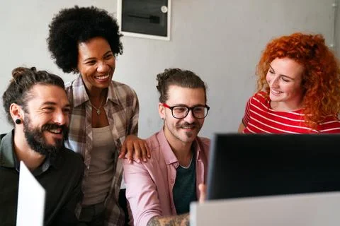 Mixed team of software engineers brainstorming ideas. Diverse app developer.. Stockfoto's