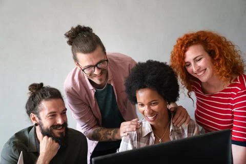 Mixed team of software engineers brainstorming ideas. Diverse app developer.. Stockfoto's