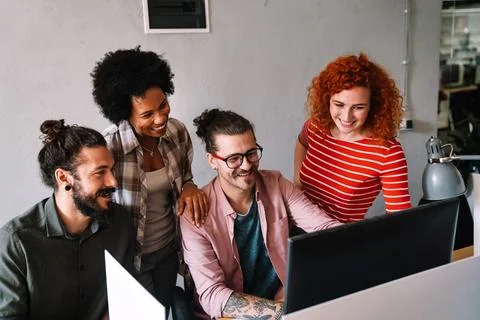 Mixed team of software engineers brainstorming ideas. Diverse app developer.. 写真素材