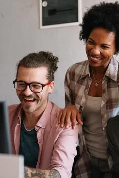 Mixed team of software engineers brainstorming ideas. Diverse app developers 스톡 사진