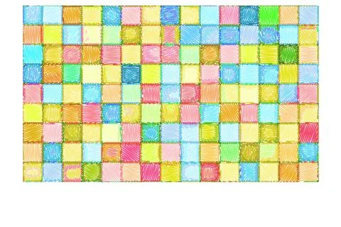 Mixed tile wall drawn with color pencil Stock Illustration