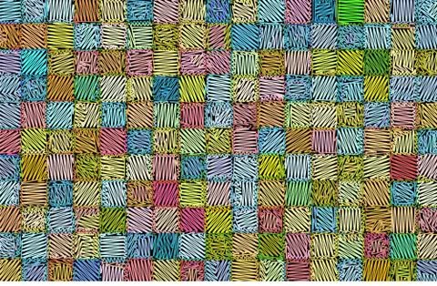 Mixed tiled surface drawn hatched in multiple colors Stock Illustration