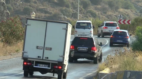 Mixed Traffic A Hillside Road Stock Footage 104307923