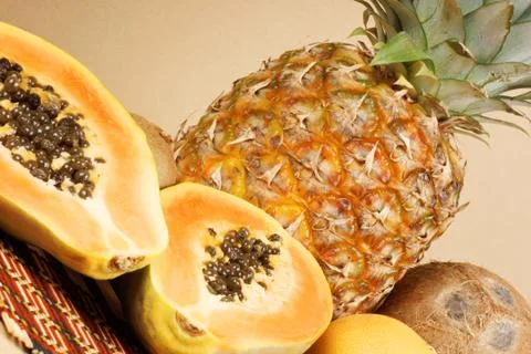 Mixed tropical fruit Stock Photos