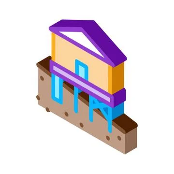 Mixed type of built foundation isometric icon vector illustration Stock Illustration