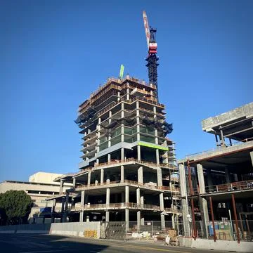 Mixed use development designed by Franky Gehry, under construction Downtown LA Stock Photos