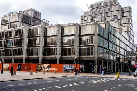 Mixed Use Office And Retail Building Victoria Street London People Walking Stock Photos