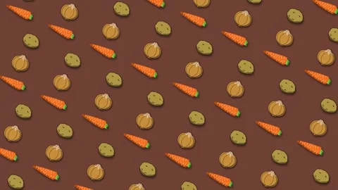 Mixed Vegetable Curry Ingredients Pattern 4K Seamless Loop Stock Footage 335686299
