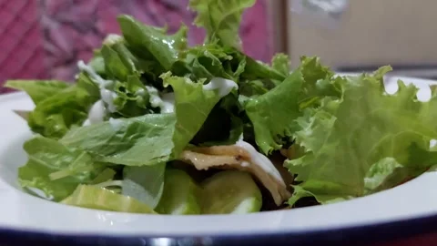 Mixed vegetable salad. Close-up Stock Footage 265127739