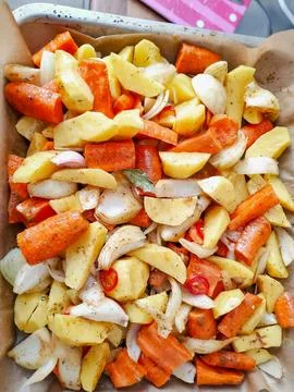 Mixed Vegetables in Baking Tray 写真素材