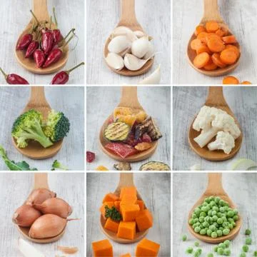 Mixed vegetables collage Stock Photos