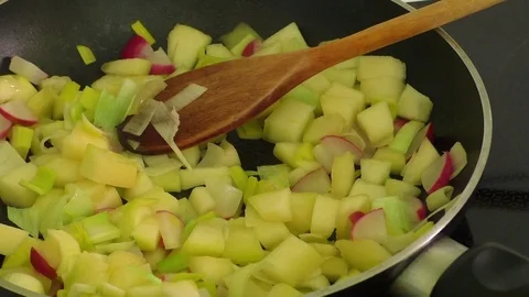 Mixed vegetables in a frying pan Stock Footage 72919313
