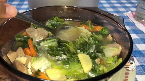 Mixed Vegetables Soup Stock Footage 321294442