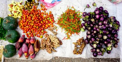 Mixed vegetables top view Stock Photos