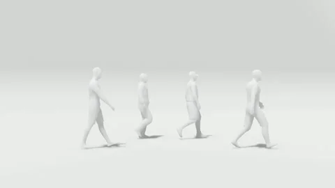 Mixed Walking Group with Cyclist Stylized Pink Background Stock Footage 312973000