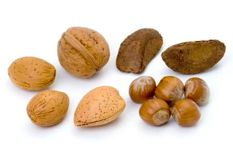 Mixed whole nuts Stock Photos