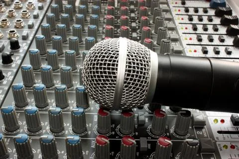 Mixer and microphone Stock Photos