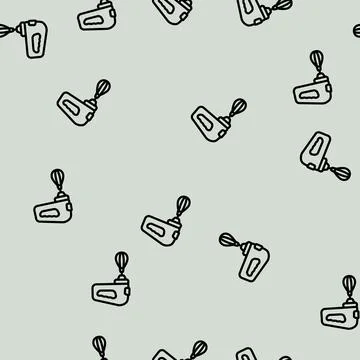 Mixer beating line vector seamless pattern Illustrazione stock