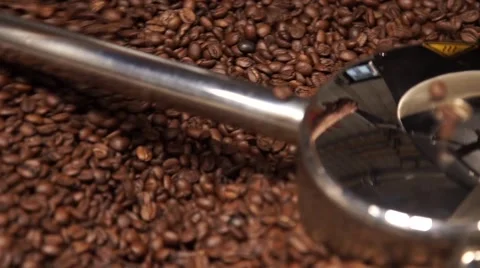 The Mixer of The Device of the Frying Coffee.Close Up Stock Footage 60583066